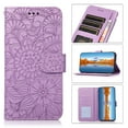 thumbnail image 2 of TOP SHE PU Leather Fashion Embossed Three Cards Folding Folio Case with Cards Holder Pocket Lanyard Anti-Scratch Shockproof Bumper Cover Case For Samsung Galaxy A50,Purple, 2 of 5