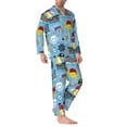 thumbnail image 2 of Fotbe Pirate Marine Animals Pijama de Hombre con Estampado de Manga Larga, Conjunto de 2 Piezas, Ropa de Dormir Suave y Cómoda con Bolsillos-Medium, 2 of 7
