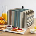 thumbnail image 2 of Turquoise Beige Striped Toaster Cover 2 Slice, Modern Farmhouse Vertical Stripes Dustproof Bakeware Oven Protector with Top Hook, Waterproof Small Kitchen Appliance Toasters Dust Cover, 12"x7.5"x8", 2 of 9