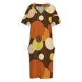 thumbnail image 3 of Vestido largo de lunares años 70 para mujer, prenda larga con bolsillos color marrón., 3 of 6
