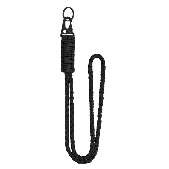 Jinswick 1Pcs Portable Braided Lanyard for Outdoor Activities Heavy Duty Paracords Lanyard with Buckle Strong Hanging Rope for Keychain Necklace ID Card Badge Holder Whistles Strap,Black