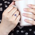 thumbnail image 5 of Gem Stone King 10K White Gold Blue Iolite and White Diamond Engagement Ring for Women (0.71 Cttw, Gemstone Birthstone, Oval Checkerboard 7X5MM, Available in Size 5, 6, 7, 8, 9), 5 of 5