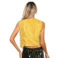 thumbnail image 2 of inlzdz Womens Sparkly Sequins Sleeveless Button Up Vest Pointed Hem Waistcoat Gold S, 2 of 6