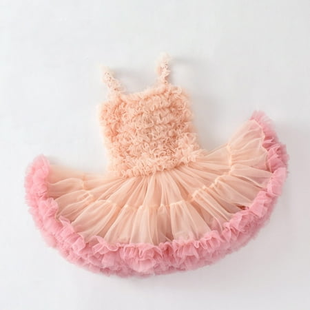 

Tking Fashion Girls Dresses Plus Puffy Children s Birthday Week Gift Baby One-Piece Cake Dress Beige S