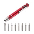 thumbnail image 3 of Uxcell 8 in 1 Mini Pocket Pen Screwdriver Set Small Magnetic Screw Driver with Phillips and Flat Head Bits, Red, 3 of 6