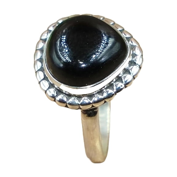 Natural Black Onyx Gemstone 925 Sterling Silver Handmade Promise Ring Gift Jewelry For Women