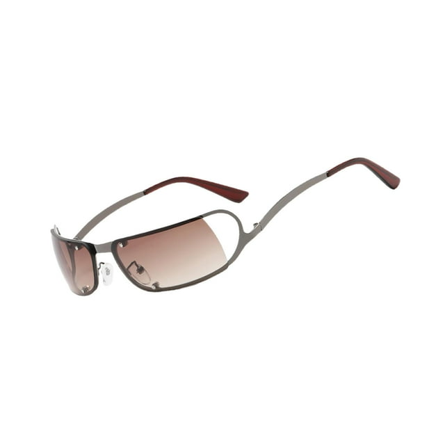 Gafas de sol rectangulares para mujer con diseño futurista, protección solar para ir de compras Marrón