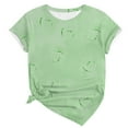 thumbnail image 4 of Green T Shirts for Women's Spring/Summer Round Neck Love Printed Loose Casual Short Sleeve T Shirt Fashion Clothing, 4 of 4