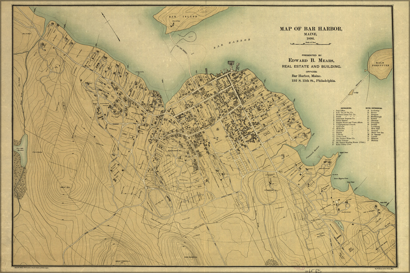 24"x36" Gallery Poster, Map of Bar Harbor, Maine, 1896