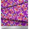 thumbnail image 3 of Soimoi Purple Georgette Viscose Fabric Insect Watercolor Printed Craft Fabric by The Yard 42 Inch Wide, 3 of 3