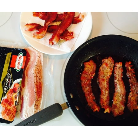 Canvas Print Fried Fry Food Bacon Pan Breakfast Delicious Stretched Canvas 10 x (Best Way To Pan Fry Bacon)