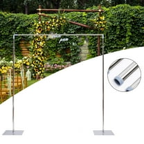 Wedding Arch Stand with Base Steel Square Arch Backdrop Artificial Flower Row Stand Modern Arch Frame for Weddings (118" x118", Silver)