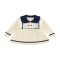 thumbnail image 1 of Baby Pleated Sweater Dress Contrast Color Long Sleeves One-piece, 1 of 6