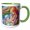Green/White, variant on 3drose, Happy Mothers Day Text, Mother with Two Babies in the Garden Gift, 15oz Two-tone Green Mug