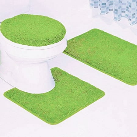 3 Pc 6 Lime Green Solid Plain Bathroom Bath Mat Set Includes 1