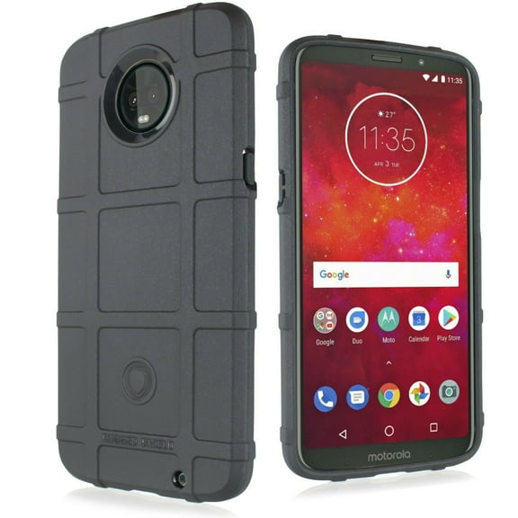 for 6.01" Motorola Moto Z3 Play Shield Wrap Shockproof Hybrid Scratch Resistant Raised Bevel Design Enhance Camera and Tempered Stained Glass Screen Protection Armor Impact Bumper Phone Case Black