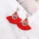 thumbnail image 2 of Pendientes de moda para mujer, pendientes de borla simples en forma de abanico, regalo de joyería (rojo), 2 of 3