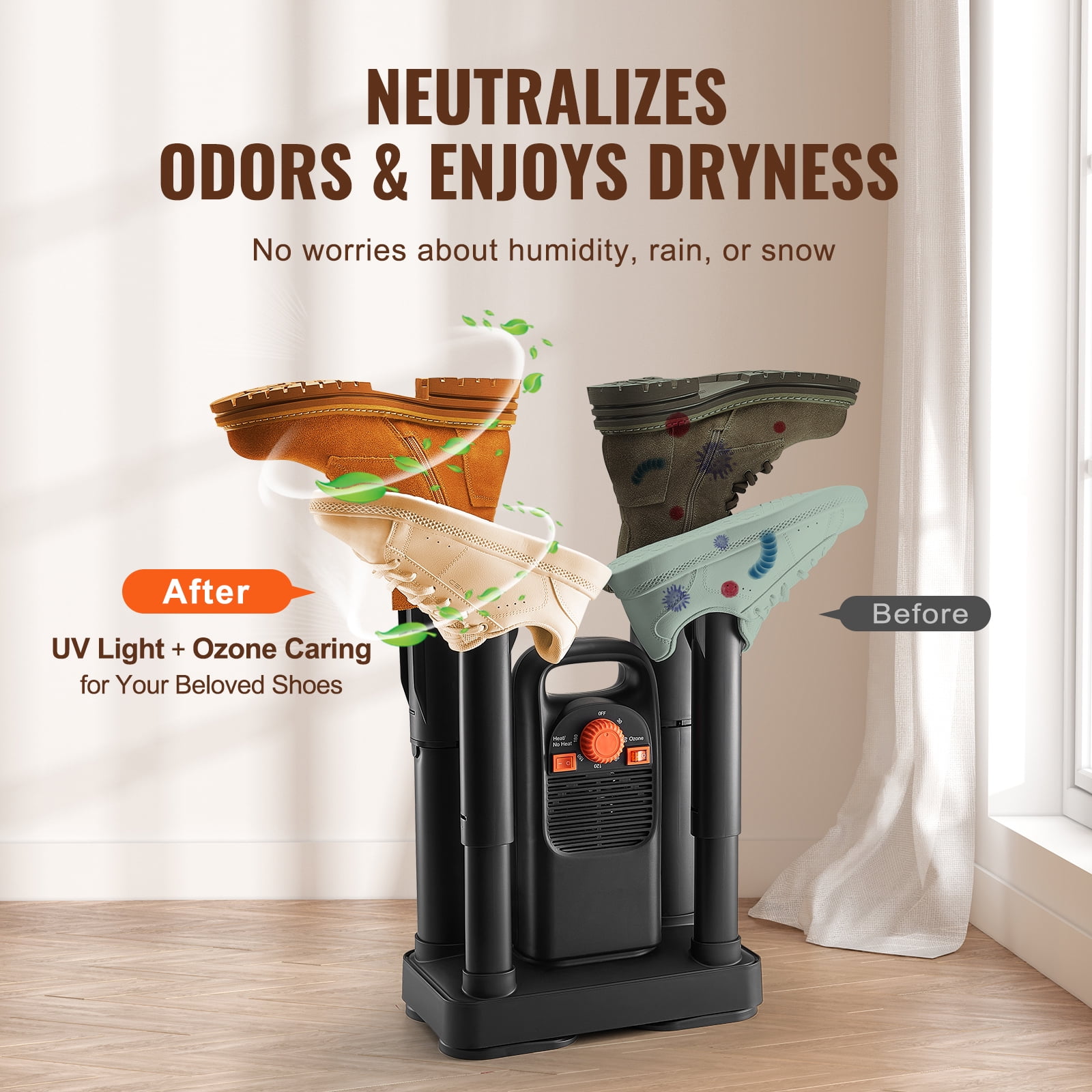 KFFKFF 4-Post Boots Dryer, Efficient Shoe Dryer with Ozone Sanitization  and Timer, Adjustable Shoe Warmer Snow Boots, Canvas Shoes, and Socks