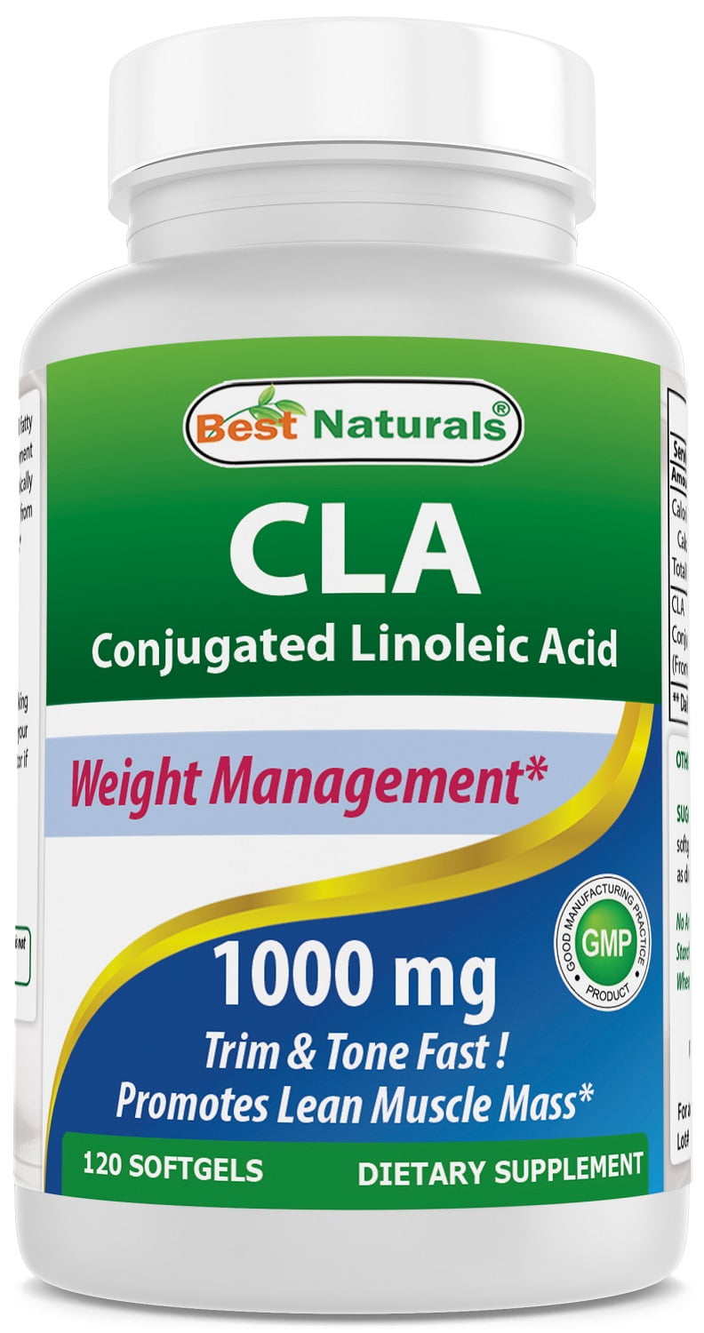 Best Naturals High Potency CLA 1000 mg Weight Loss Pills for Lean Mcle Mass, Softgels, 120 Ct