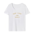 thumbnail image 1 of Camiseta para mujer, ligera, a la moda, con cuello redondo, para viajes en la calle, uso diario S, 1 of 7
