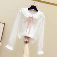 thumbnail image 5 of larppty Girls Blouse Shirts Spring Fall Long Sleeve Button-Down Top Ruffle Collar, 5 of 7