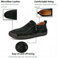 thumbnail image 2 of Men's Loafers Leather Handmade Stitching Casual Breathable Walking Slip-on Comfortable Outdoor Office Shoes Black 11 US, 2 of 7