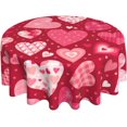 thumbnail image 1 of Valenitine''s Day Tablecloth Round 60 Inch Red Pink Hearts Table Cloth Love Table Cloths Waterproof Wrinkle Resistant Polyester Table Cover for Home/Kitchen/Dining Room/Party/Picnic, 1 of 6