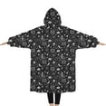 thumbnail image 2 of Oversized Wearable Blanket Hoodie,Black White Halloween Skull Pattern Sherpa Blanket Hoodie with Super Pockets,Super Warm Fuzzy Pullover for Women & Men, 2 of 6