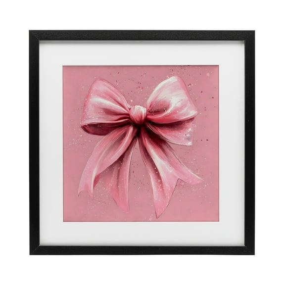 Stupell Industries Big Pink Bow with Speckles Black Framed Print Under Glass, design by Creative Studio, 13 x 13