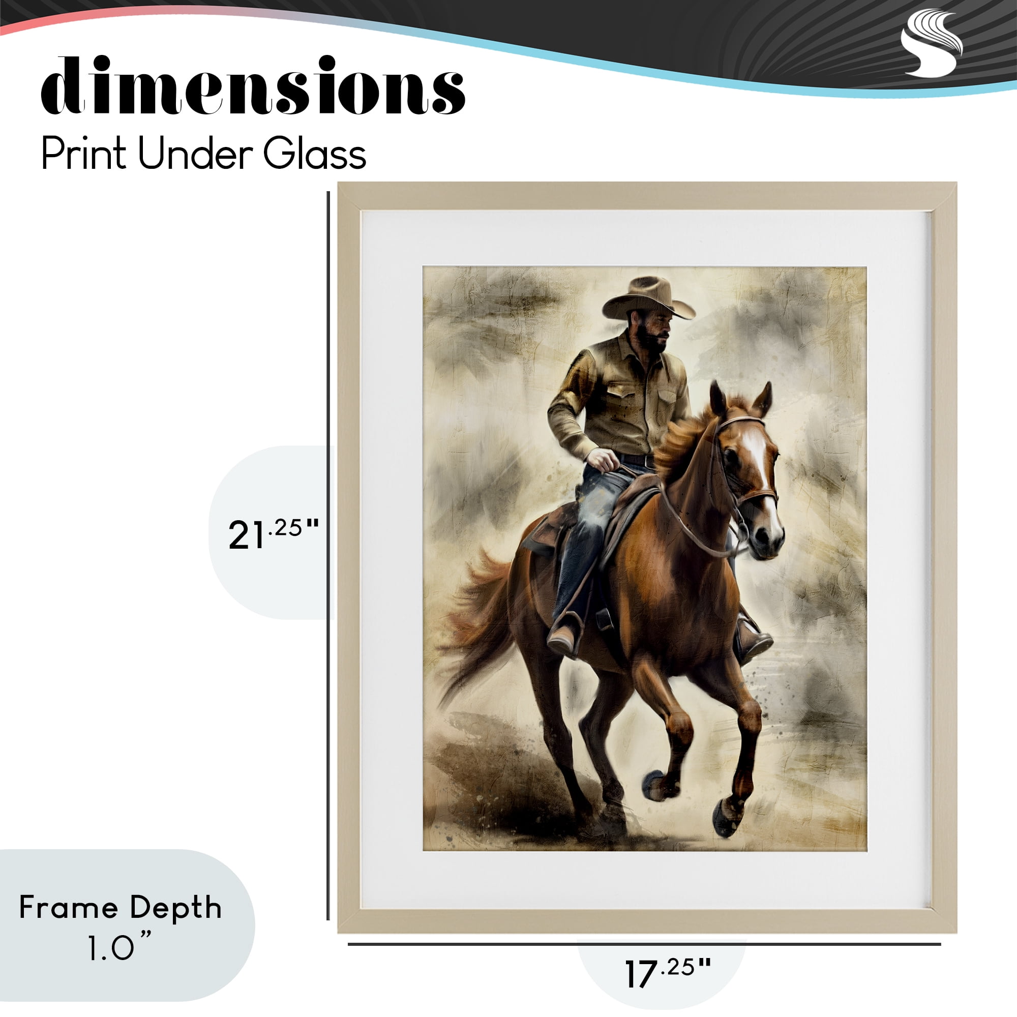 Stupell Industries Gallop Horse & Cowboy Birch Framed Print Under Glass, design by Kim Allen