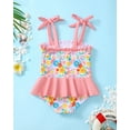 thumbnail image 3 of Kucnuzki Infant Baby Girls Swimsuit 12-18 Months Ruffle One Piece Bathing Suit Floral Sleeveless Summer Swimwear Beach Wear Pink, 3 of 7