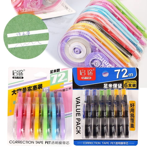 LAMIRO Correction Tape 6 Pack White Out Correction Tape Dispenser Easy To Use Applicator For Instant Corrections Study Supplies And Products 6 Colors