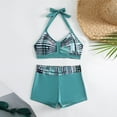 thumbnail image 7 of Wyobmus Women High Waist Swimsuit Bikini Set Vintage Two Piece Bathing Suit Tummy Control Halter Swimwear With Double Spaghetti Straps G-Green, 7 of 7