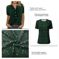thumbnail image 3 of Blusa de poliéster de manga corta informal con cuello redondo y camiseta superior para mujer para primavera y verano, 3 of 4