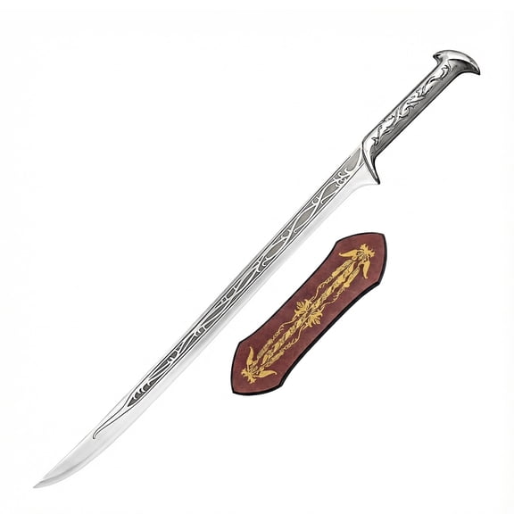 Handmade Elven Style Sword 38” Fantasy Display Blade w/ Leather Sheath