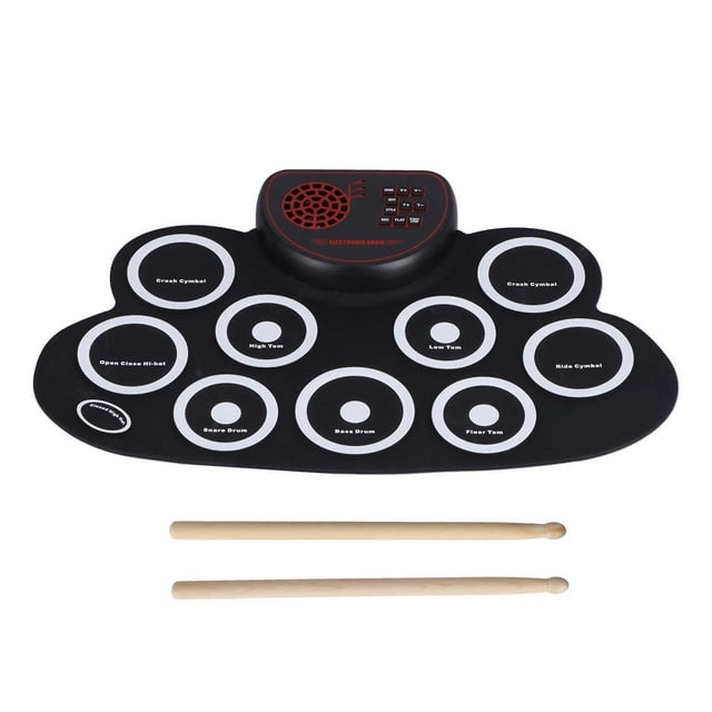 Batería Electrónica Kit de Almohadilla de Práctica de Batería Recargable USB Plegable Enrollable Almohadilla de Batería Ajustable para Instrumentos Musicales con Baqueta ANGGREK Otros