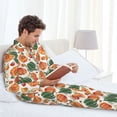 thumbnail image 6 of Naloa Autumn Pumpkins Men’s Pajamas Set - Long Sleeve Button Down Sleep Shirt and Pajama Bottoms Sleepwear Set-, 6 of 7