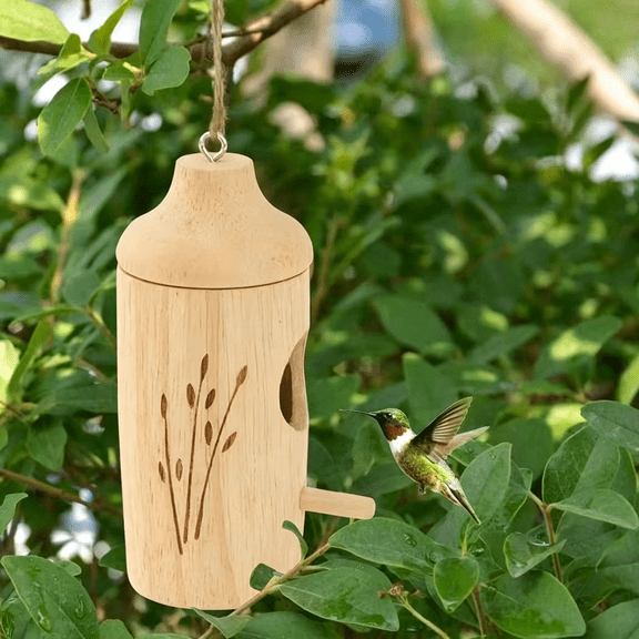 ACDANC Hummingbird House - Natural Wooden Hummingbird Houses for Outside Hanging, Gardening Gifts Home Decoration 3 Packs Hummingbird House