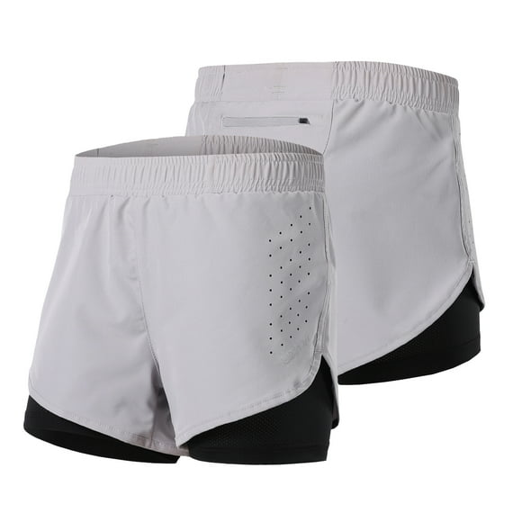 Shorts deportivos Pantalones cortos para correr 2 en 1 para mujer de secado rápido transpirables para ejercicios de entrenamiento activo para correr pantalones cortos para ciclismo con forro más largo