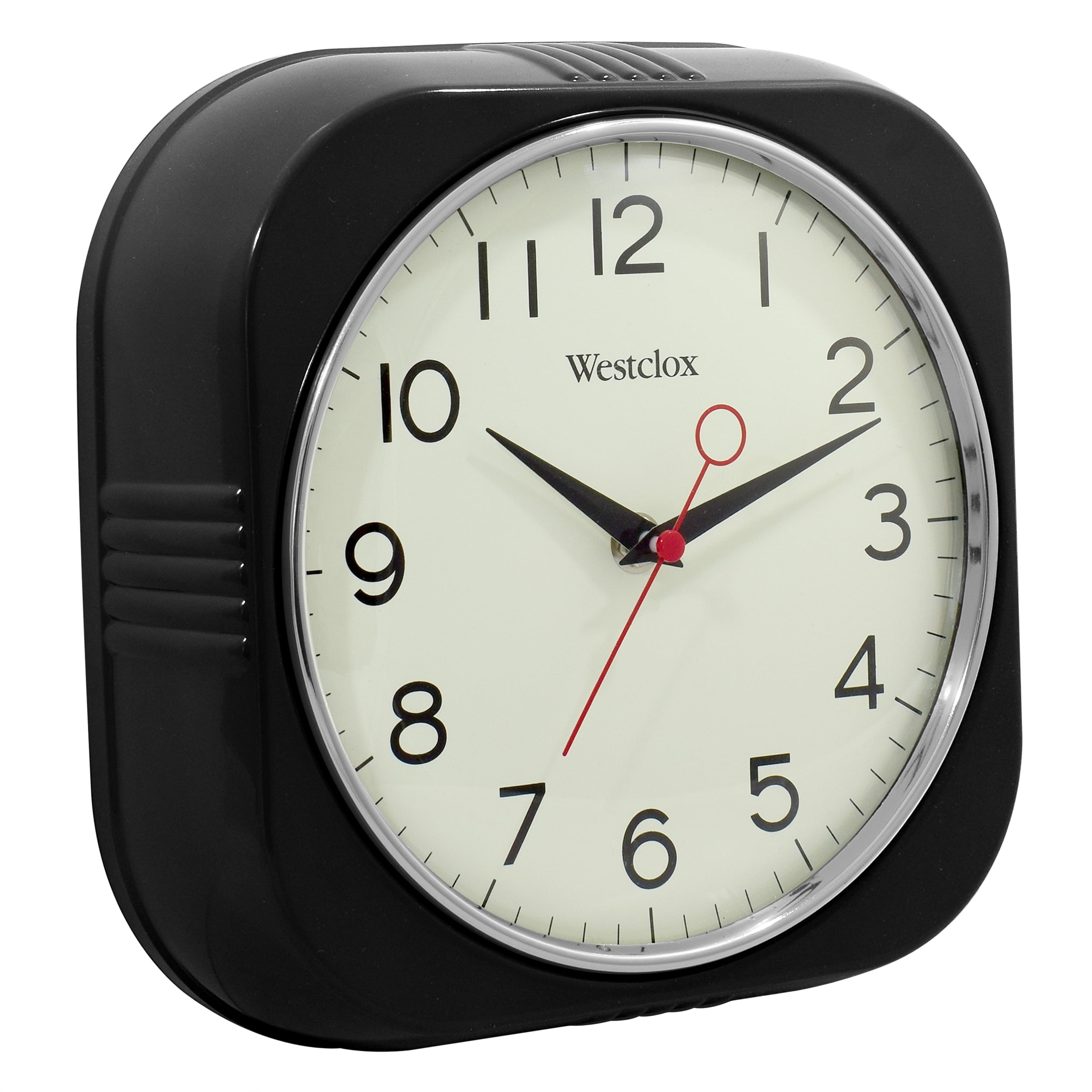 Westclox 1950's Retro Analog QA Wall Clock, 9.5 inches, Black