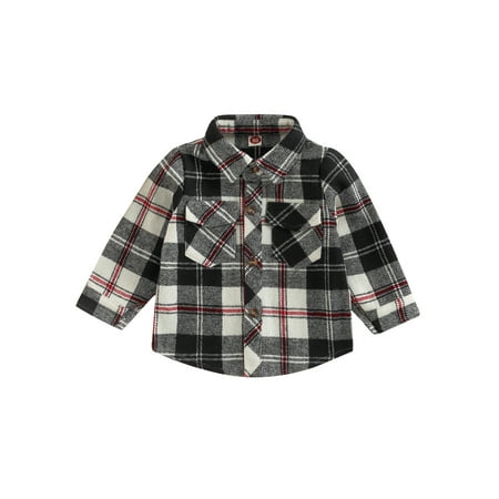 

Bagilaanoe Toddler Baby Boy Girl Jacket Plaid Long Sleeve Single-Breasted Shacket Coat with Pockets 6M 12M 18M 24M 3T 4T Kids Fall Casual Outwear