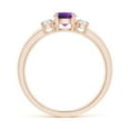 thumbnail image 2 of ANGARA Natural Classic Amethyst and Diamond Three Stone Engagement Ring in 14K Rose Gold for Women (Size-5mm) | February Birthstone, Anniversary, Jewelry Gift for Women | Natural Amethyst Ring, 2 of 9
