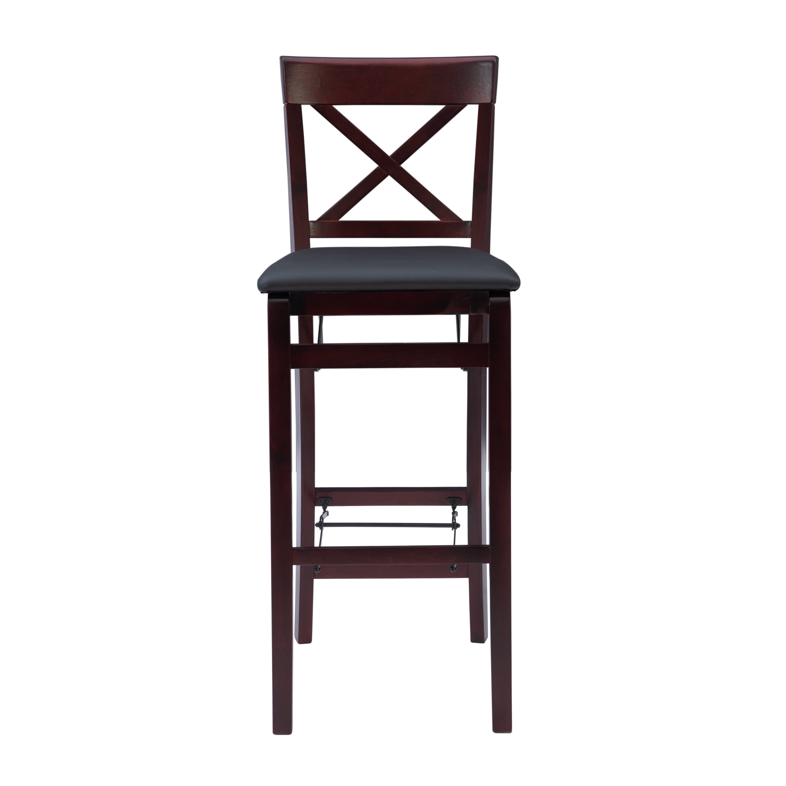 Linon Torino 30" Cross-Back Indoor Folding Wood Bar Stool, Espresso/Dark Brown