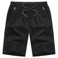 thumbnail image 2 of Cargo Shorts for Men Elastic Waist Straight Leg Loose Fit Casual Knee Length Hiking Work Shorts with Pockets, 2 of 7