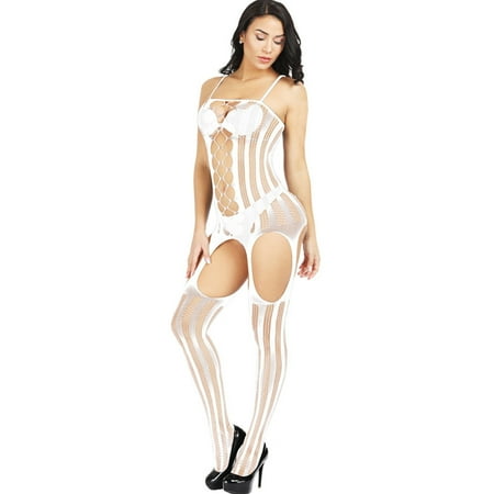 Midwennn Women Open Crotch Transparent Bodystockings Underwear Pajama Satin Chemise Medium Womens Lingerie Sexy