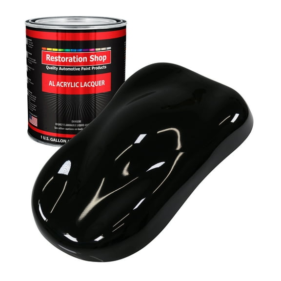 Restoration Shop - Jet Black (Gloss) Acrylic Lacquer Auto Paint - Gallon Paint Color Only - Professional Gloss