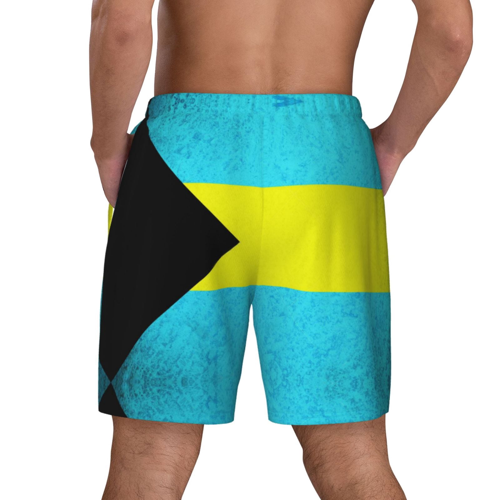 Men's Bahamas Flag Swim Trunks with Compression Liner Bathing Suit Swimwear