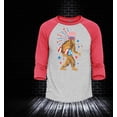 thumbnail image 2 of Shop4Ever Men's 4th of July Bigfoot Patriotic Sasquatch Fireworks Raglan Baseball Shirt X-Small Black/White, 2 of 4