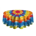 thumbnail image 5 of Colorful Tie Dye Mandala Round Tablecloth 60"x60",Wrinkle Wipeable Table Cloth for Kitchen Dining Room Picnic Patio Party, 5 of 6