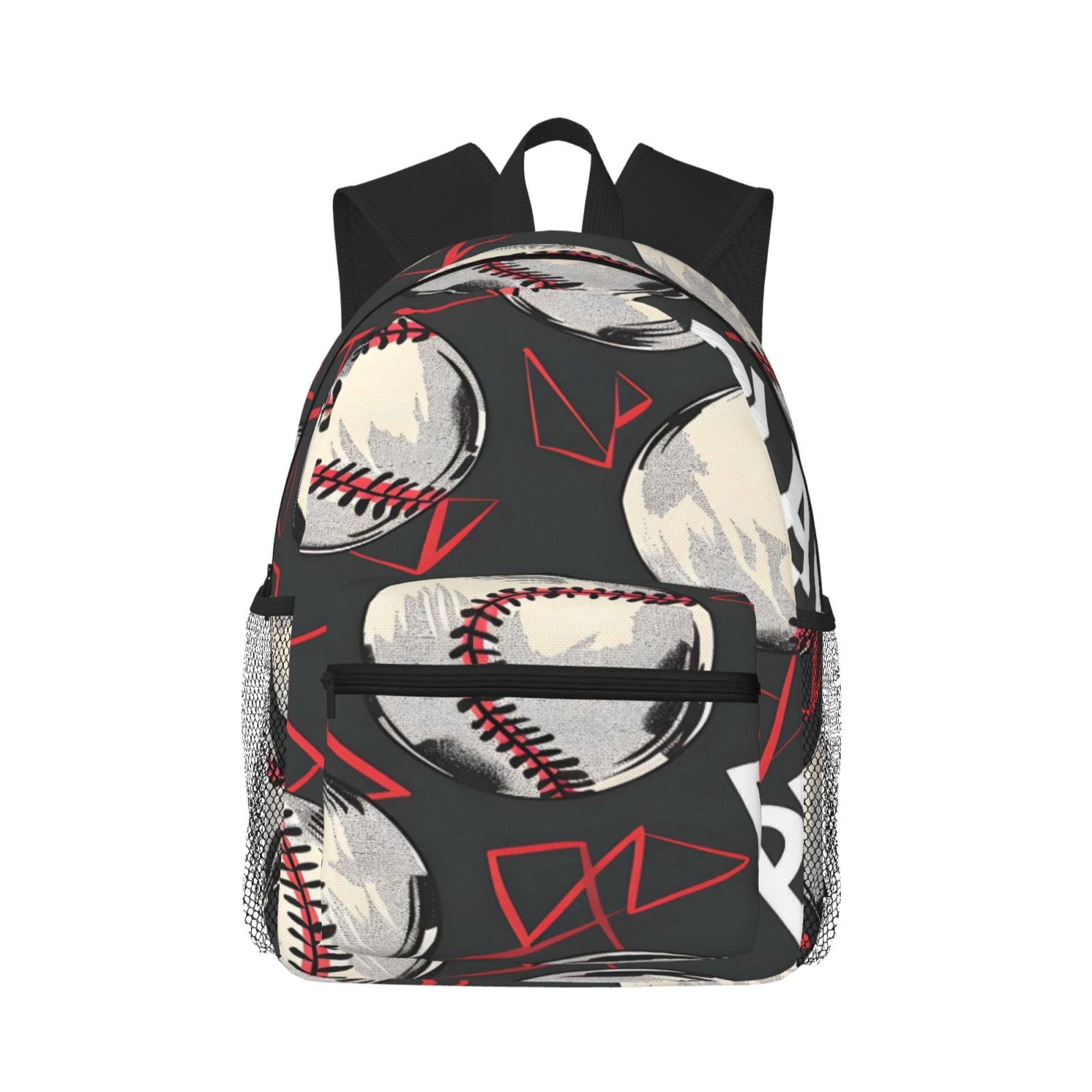Casual Backpack Water Resistant Lightweight Daypack For Work Travel Hiking Camping Laptop Compartment & Side Mesh Pockets Baseball Theme Urban Street Sport Style (3)